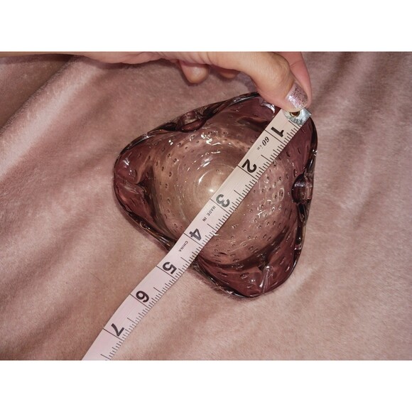 Vintage Controlled Bubbles Handblown Bullicante Bowl Ashtray Lilac Purple - Picture 4 of 11